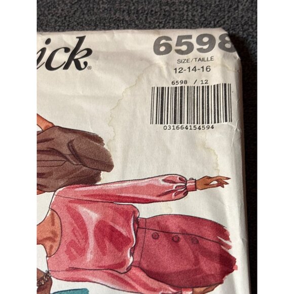 Butterick Classics 6598 Misses Semi-Fitted Blouse Sewing Pattern Size 12-14-16 U - Picture 2 of 5